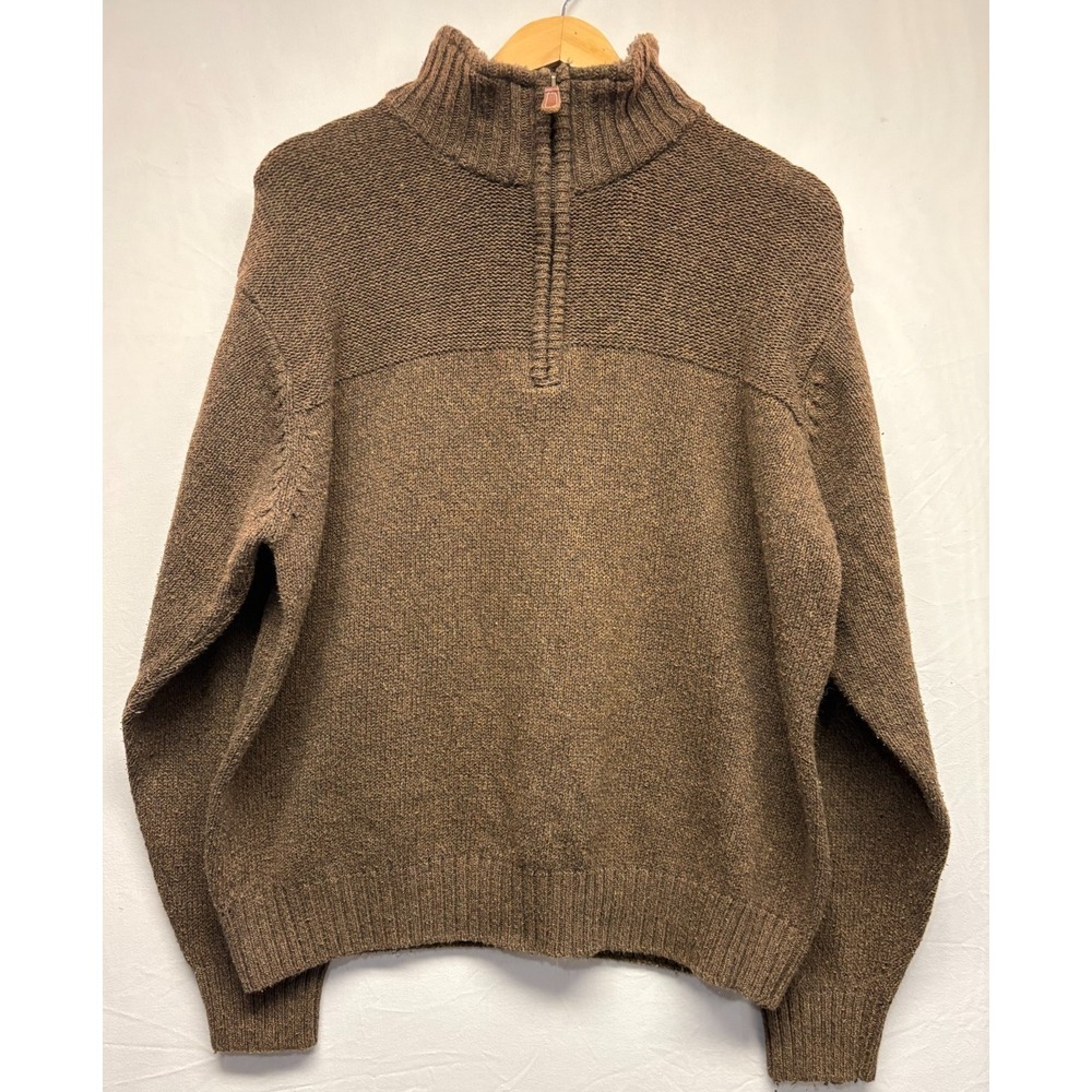 Oscar de la Renta Pullover Sweater Mens Brown 1/4 Zip Sherpa Collar Winter XL